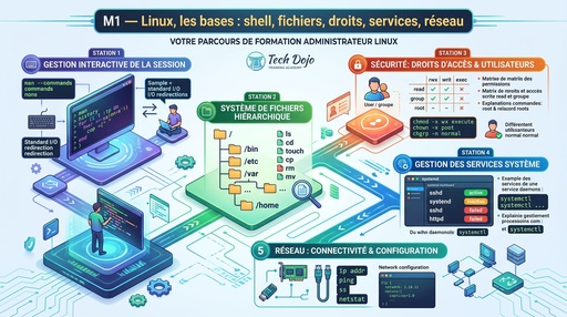 M1 — Linux, les bases : shell, fichiers, droits, services, réseau